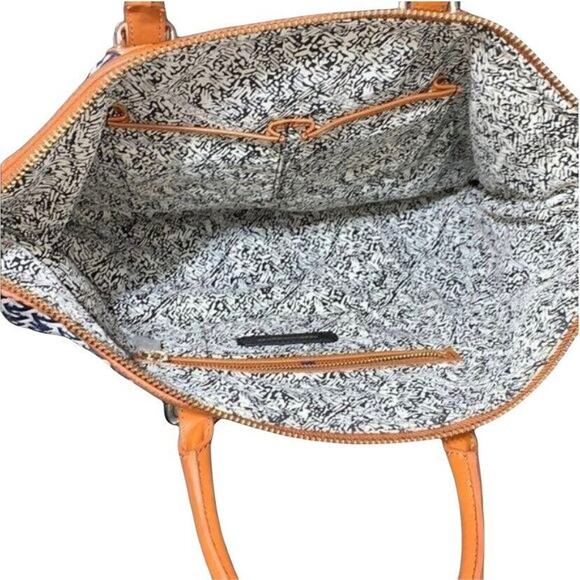 Rebecca Minkoff Womens Handbag Leather Woven Purse Shoulder Bag Blue White - Picture 5 of 16